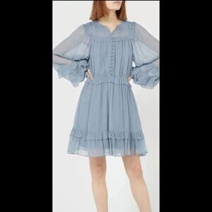 The Kooples Mini Wrap Dress Blue Size 1 S